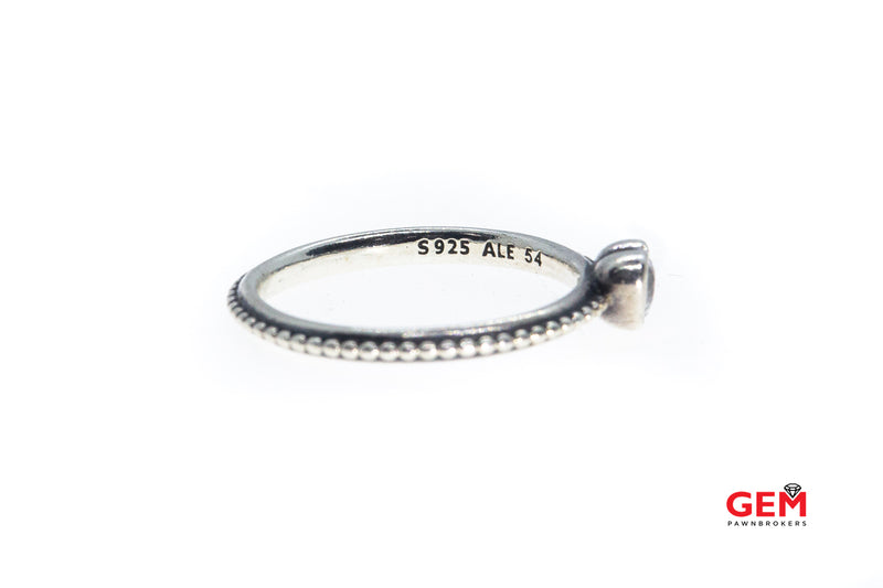 Pandora ALE Clear Heart Cubic Zirconia Band 925 Sterling Silver Ring Size 3/4 EU 54