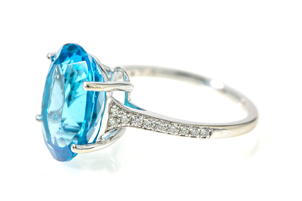 Effy Ocean Blue Topaz Diamond 14k 585 White Gold Cocktail