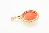 Vintage Coral Cabochon 14k 585 Yellow Gold Charm Pendant