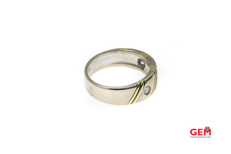 Wempe Designer 14KT Yellow White Gold Diamond Band Ring Size 7