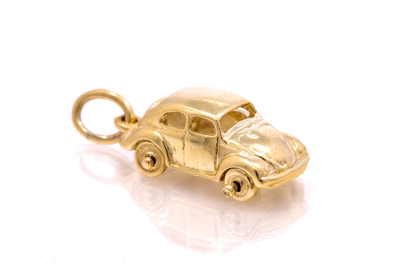 Vintage Beetle Car Slugbug Buggie VW Charm Pendant 14k 585 Yellow Gold (a)
