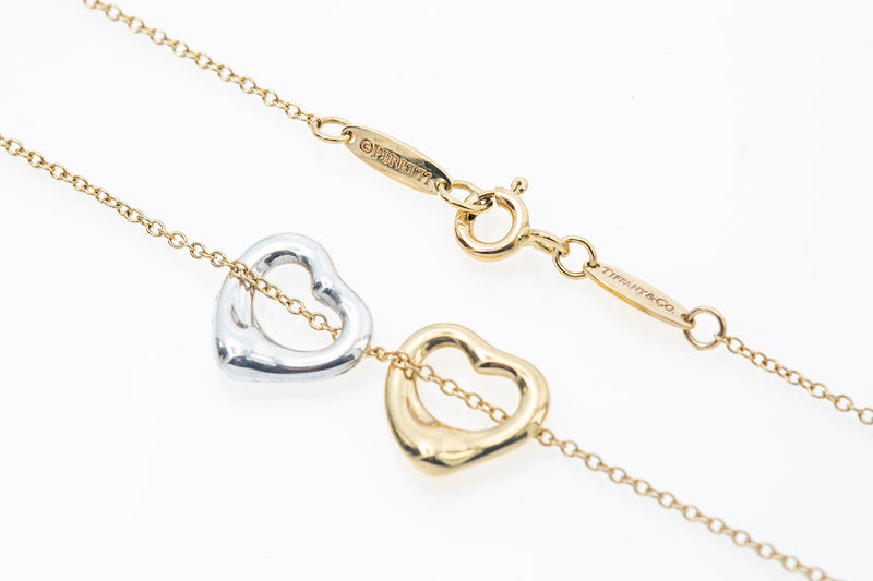 Tiffany & Co Elsa Peretti 18k 750 925 Silver Mini Heart Necklace Charm Pendant