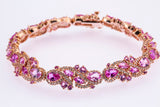 Pink Sapphire Pear & Cubic Zirconia 925 Sterling Silver Rose Tone Bracelet