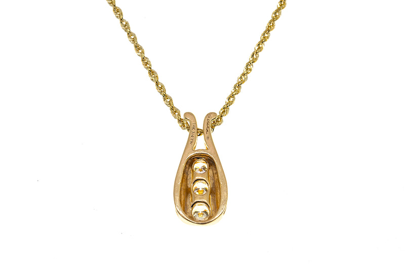 Sirena Graduated Diamond Teardrop 14K 585 Yellow Gold Rope Necklace & Pendant