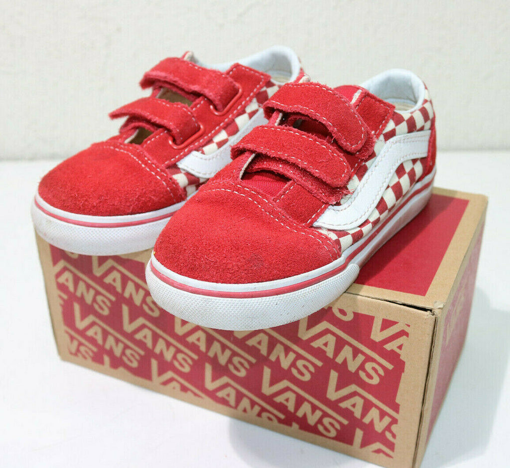 Vans Toddler Primary Check Old Skool V Red/White Size