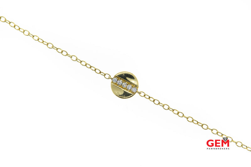 Ippolita Stardust Mini Disc Diamond Line 18K 750 Yellow Gold 7.25" Bracelet B