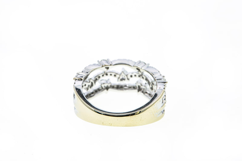 Heart Diamond Cocktail Cluster Band 18K 750 White Gold Ring Size 5 1/2