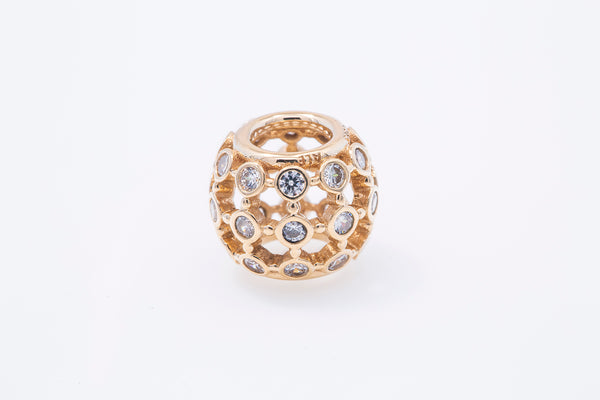 Pandora Pave In the Spotlight Bead Charm CZ 14k G585 Yellow Gold A