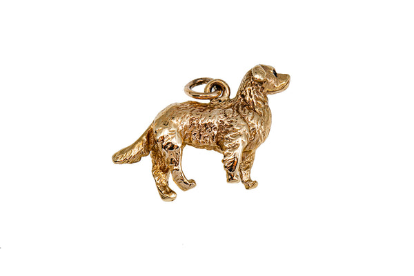 Irish Setter Puppy Dog Animal Lover Charm 14K 585 Yellow Gold Doggo Pendant