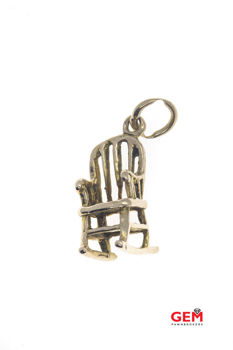 Grandma Family Rocking Lullaby Chair Charm 10K 417 Yellow Gold Pendant