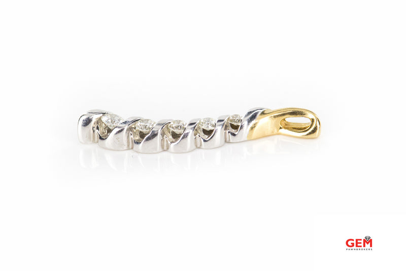 Sirena Diamond Swirl Line Charm 14K 585 White & Yellow Gold Pendant