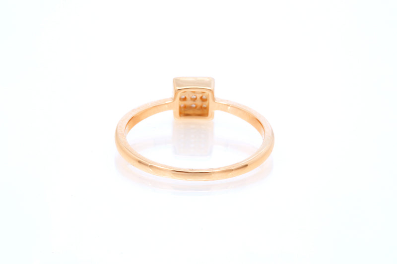 SNJ Geometric Stackable Square Diamond 14k 585 Rose Gold Band Ring Size 7