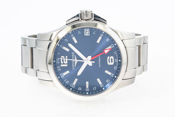 Longines Conquest GMT L3.687.4 Blue Dial Stainless Steel 41mm Watch