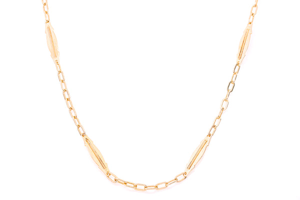 Antique Bar Station Link Necklace Chain 18k 750 Yellow Gold 30"