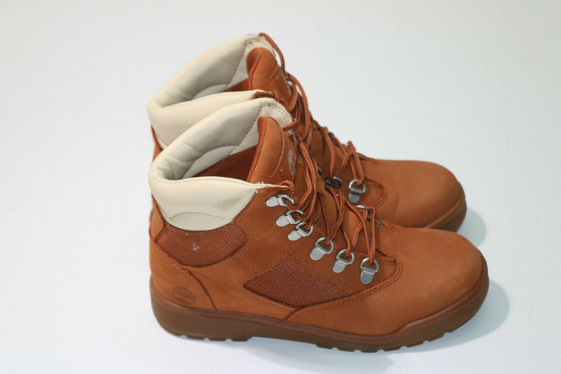 TIMBERLAND 6 INCH Field Boot Brick Orange Off White Big Kids Size 4.5