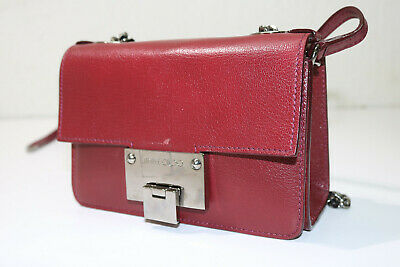 Jimmy Choo Leather Rebel Maroon Leather Convertible Crossbody Handbag