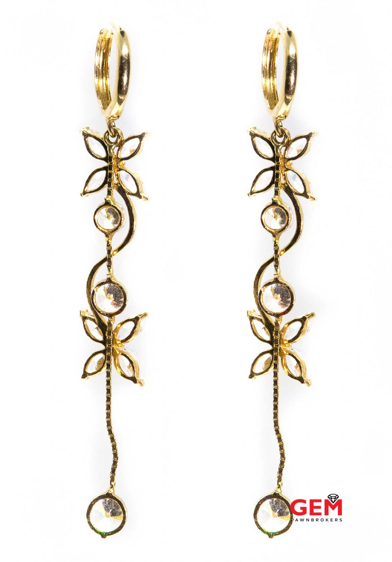 Floral Drop Snap Back 14Kt Yellow Gold 585 Earrings