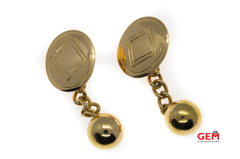 Antique 18k 750 Italian Button Gold Yellow Gold Tuxedo French Cuff Dress Cufflinks