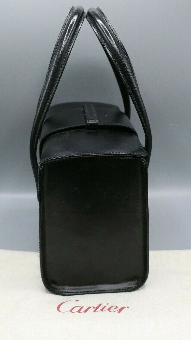 Cartier Black Leather Panthere Box Handbag (6.5" x 9.5" x 6")