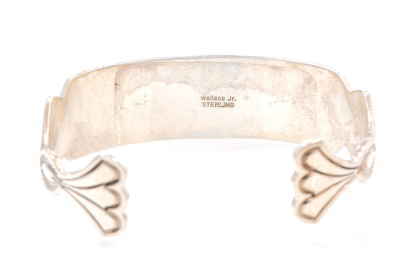 Navajo Wallace Jr Sterling Silver 925 Coral Bangle Bracelet