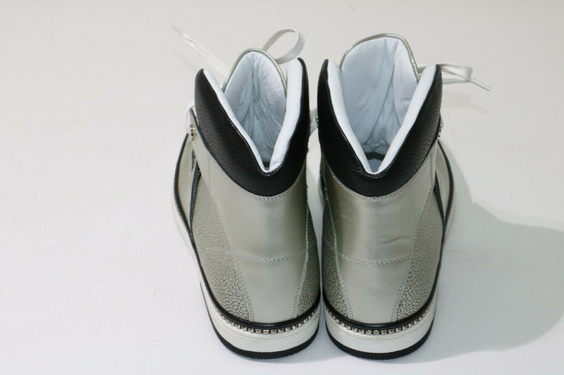 Jimmy Choo Silver Metallic Men's High Top Fashion Sneakers Size 43.5