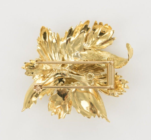 Tiffany & Co Solid 18 KT Yellow Gold Leaf Motif Lapel Pin Brooch