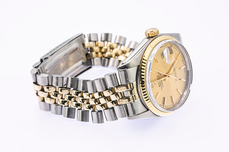 Rolex Datejust 16013 1978 36mm Champagne Dial SS & 14K 585 Yellow Gold Watch