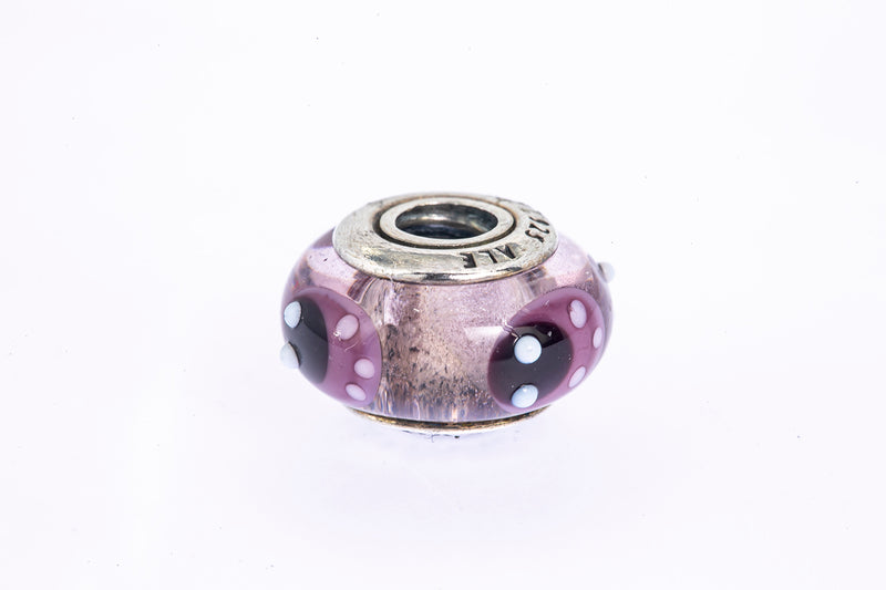 Pandora Purple Ladybugs Murano Glass Sterling Silver 925 Bead Charm