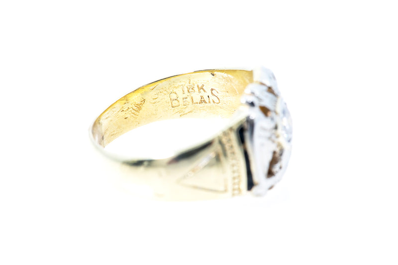 Byzantine 14k 585 Yellow White Gold Eagle Diamond Ring Size 3