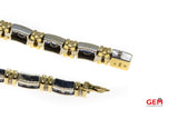 Tanzanite & Diamond White Yellow Gold 14k 585 Tennis Row Station Bracelet 7"