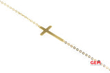 Asymmetrical Italy Arezzo 1.2mm Chain Link Cross Solid 14K 585 Yellow Gold 23.8" Necklace & Charm
