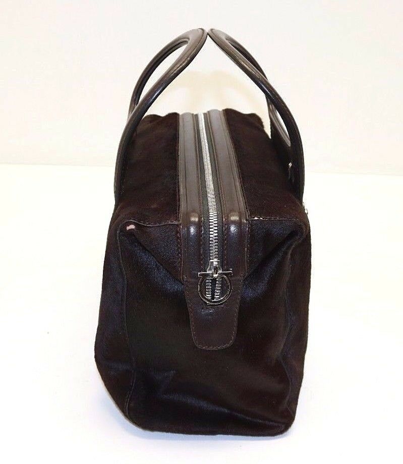 Salvatore Ferragamo AX-21 2834 Brown Pony Hair Boston Handbag