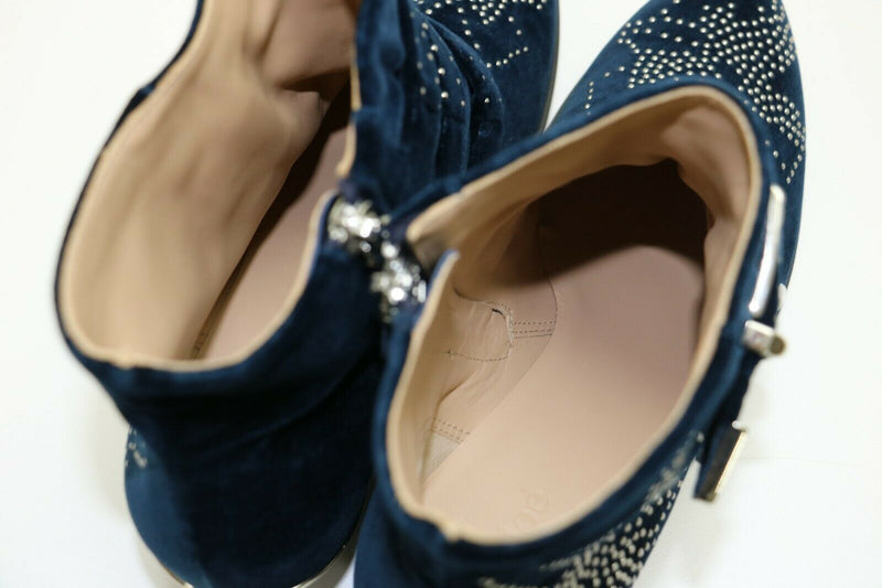 Chloe: Susanna Blue Lagoon - Silver Studded Ankle Boots - Sz: 36.5 - IA702