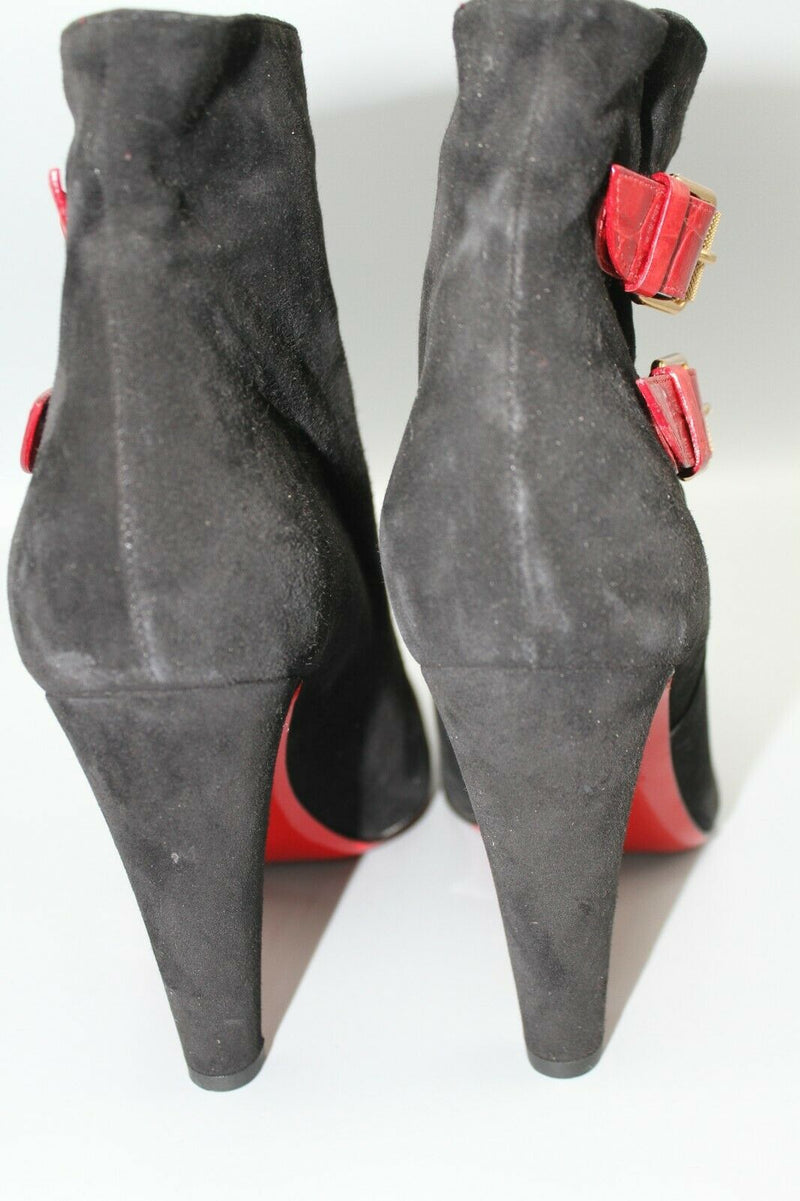 Christian Louboutin Cavalitta 100 Womens Black Suede Bootie Size - 40/9.5