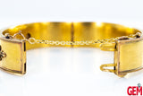 Antique Victorian Paste Glass and Sapphire Bracelet 10K 417 Solid Gold Cuff