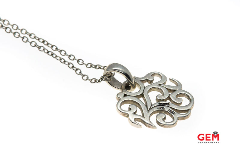 Barse Sterling Silver Necklace Scroll Filigree Pierced Pendant