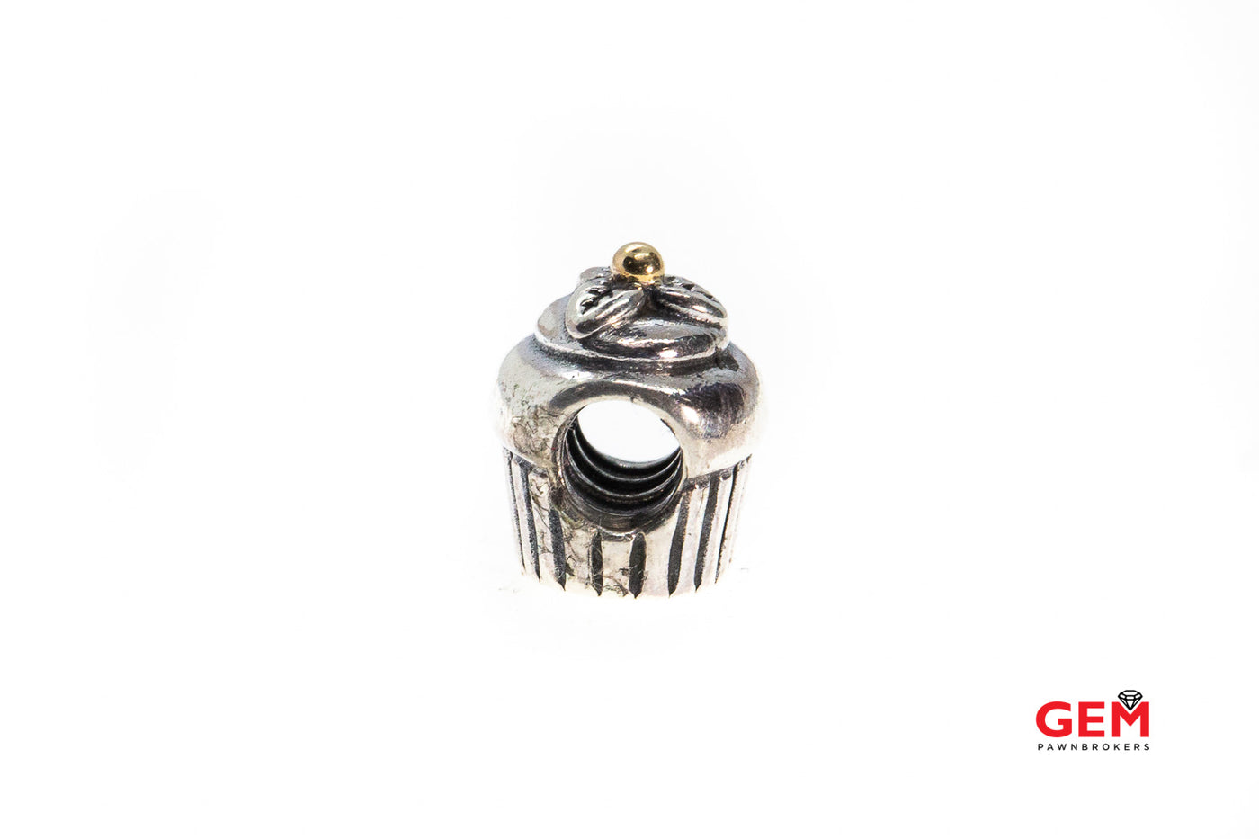 Pandora ALE Cupcake Charm 925 Sterling Silver Gold Tone Bead (2