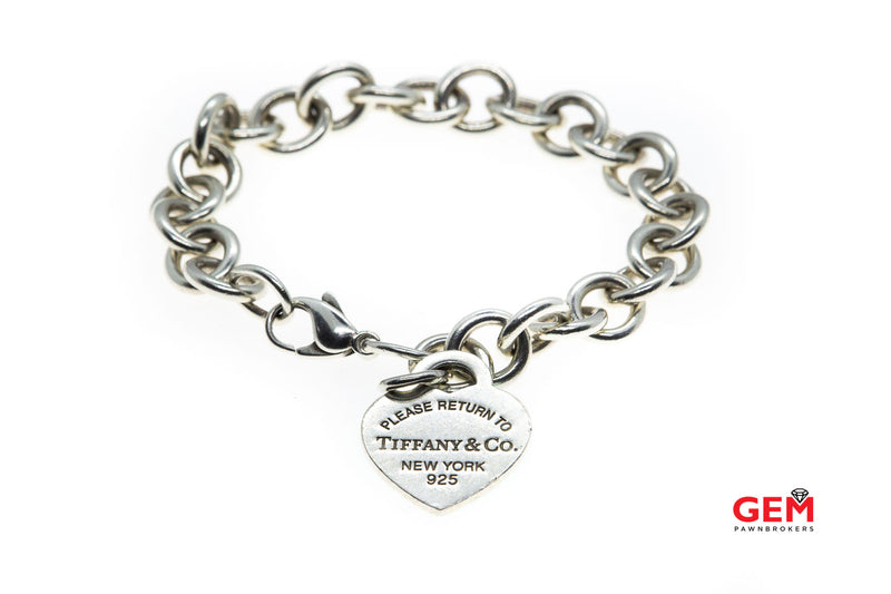 Tiffany & Co. 925 Sterling Silver Heart Charm Bracelet