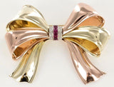 Eckfedt & Ackley 14KT Gold Diamond Pink Sapphire Two Tone Brooch
