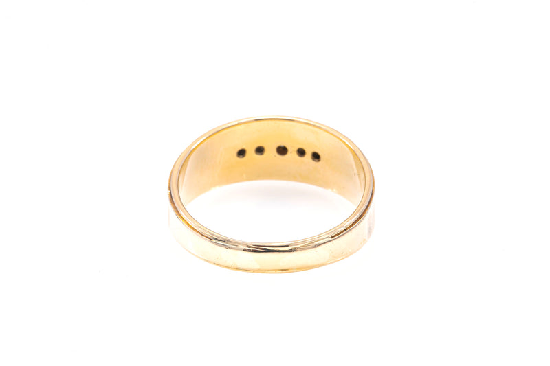 Vintage Sateen Finished Diamond Wedding Band Ring Two Tone Gold Size 11