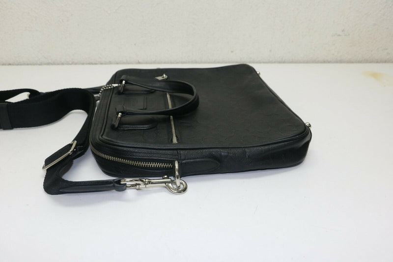 Coach Hudson 5 Slim Brief 71752 Signature Leather Black Crossbody Bag