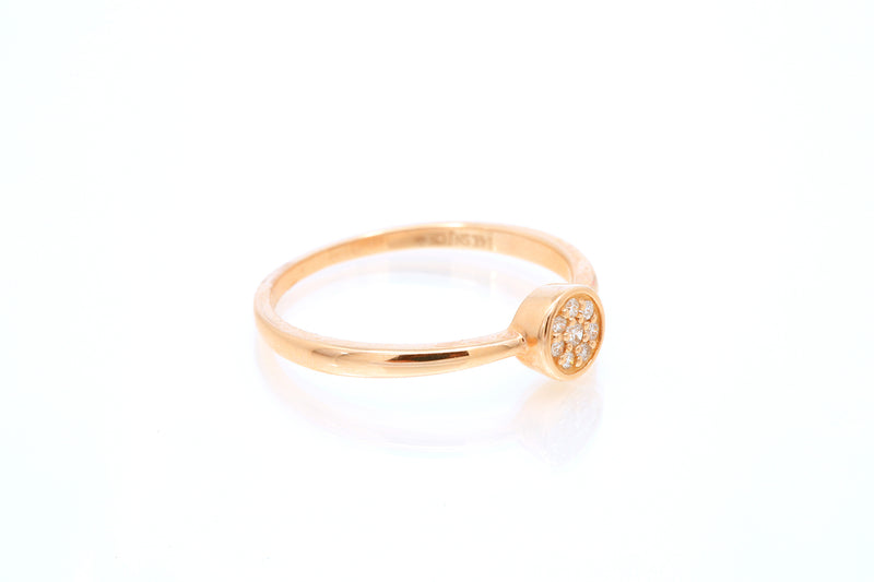 SNJ Geometric Stackable Circle Diamond 14k 585 Rose Gold Band Ring Size 7