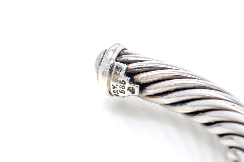 Vintage David Yurman DY Crossover X Cable 7mm Sterling Silver & Gold Bangle Bracelet