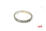 ALB Half Eternity Channel Set Diamond Wedding Band Stackable 14K 585 White Gold Ring Size 7 1/4