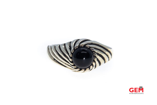 Sarah Coventry Black Onyx Twist Cable 925 Sterling Silver Ring Size 8