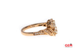 Effy Two Stone Diamond Pave Band 14K 585 Rose Gold Milgrain Accent Ring Sz 6 3/4