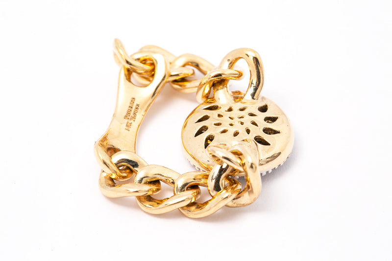 Phillips House Designer Mini Infinity Chain Link Diamond Disc Ring 14k Yellow Gold