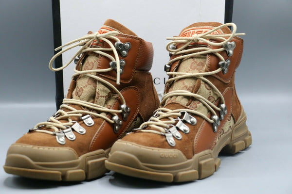 Gucci Flashtrek Journey Brown Beige High Top Hiker Boot Womens Size 36/4