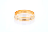 Tri-Color 22k Domed Striped Wedding Band Ring Solid Gold Size 8