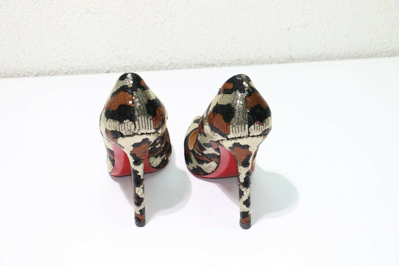 Christian Louboutin Pigalle 120mm Leopard Print Sequined Size 36.5(EUR) Pumps